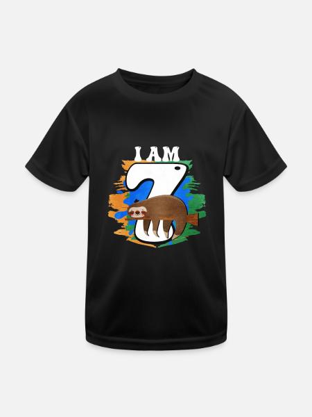 I am 7 sloth - Kids Functional T-Shirt - black - Front