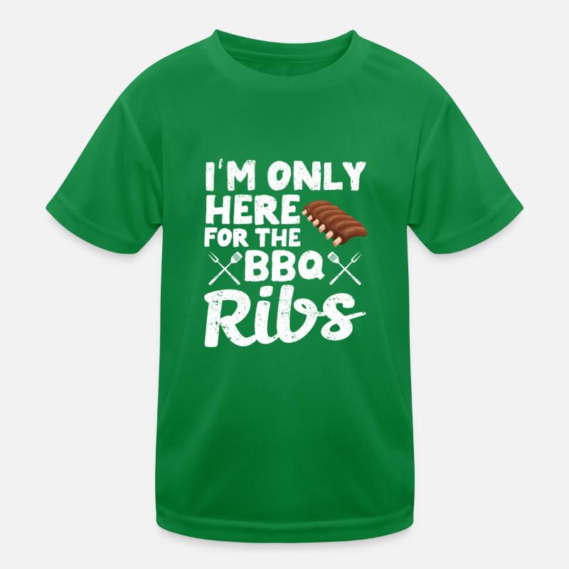 Ich bin nur wegen der BBQ-Rippchen hier Lustiger Kinder Funktions-T-Shirt