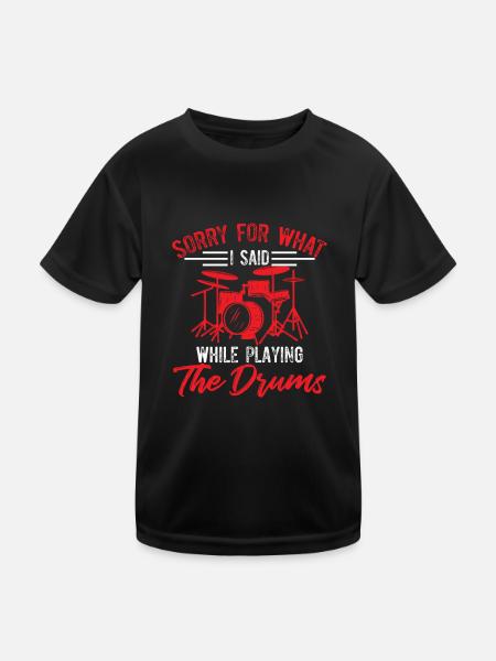Désolé pour ce que j’ai dit en jouant de la batterie - drôle - T-shirt sport Enfant - noir - Devant
