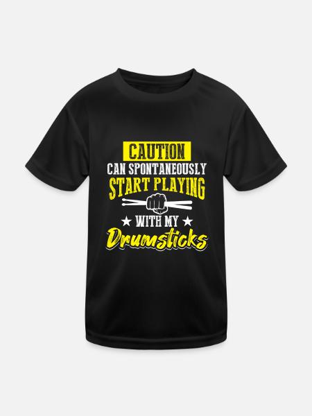 Caution Can Spontaneously Start Playing With My Dr - Kinder Funktions-T-Shirt - Schwarz - Vorne