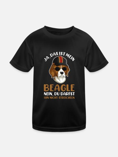 Hund Beagle - Kinder Funktions-T-Shirt - Schwarz - Vorne