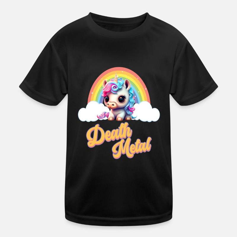 Witziges Einhorn mit Regenbogen und Spruch Kinder Funktions-T-Shirt
