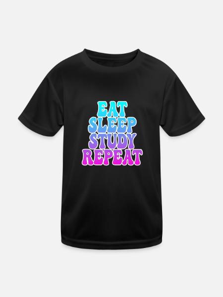 Eating Sleeping Studying - Kids Functional T-Shirt - black - Front