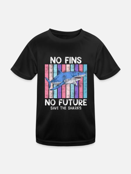 Save Sharks Tierschutz Haie Save the Ocean - Kinder Funktions-T-Shirt - Schwarz - Vorne