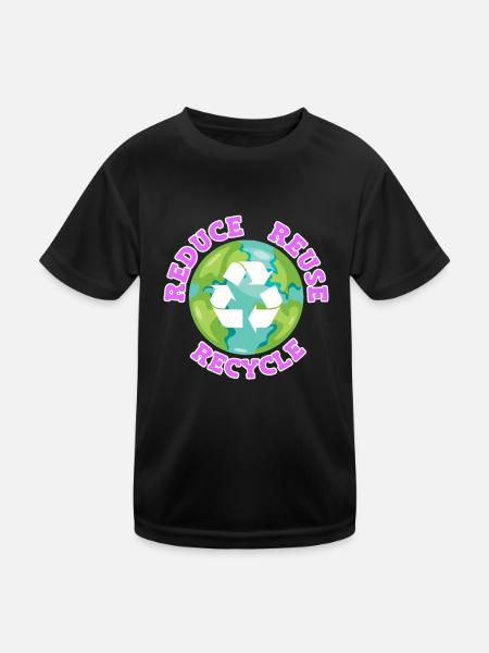 Reduce Recycle Environmental Love Environmental Protection - Kids Functional T-Shirt - black - Front