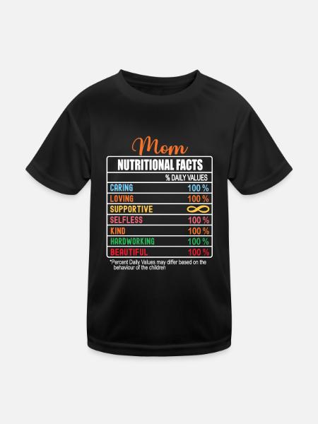 Maman Valeurs nutritionnelles Drôle de fête des mères Nutrition - T-shirt sport Enfant - noir - Devant
