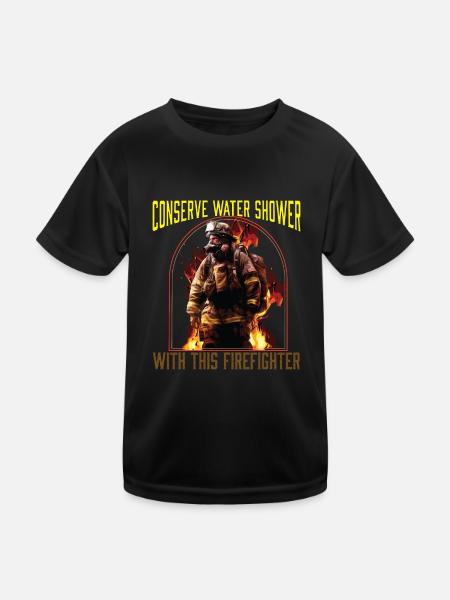 Conserver la douche d’eau avec ce pompier - T-shirt sport Enfant - noir - Devant