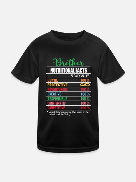 Brother Nutritional Facts National Brother's Day - Kids Functional T-Shirt - black - Front