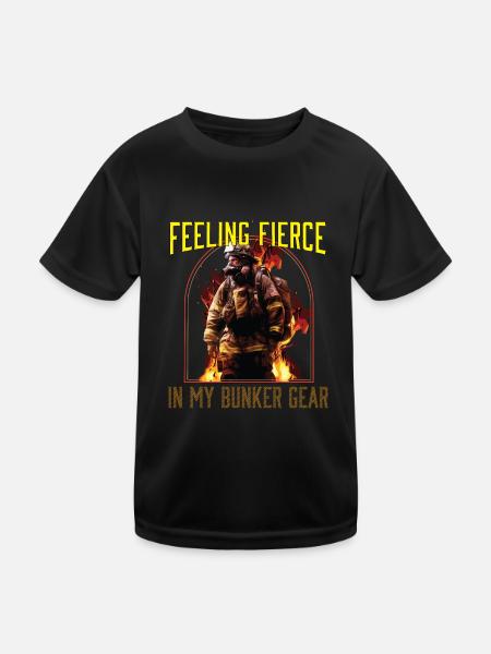 Se sentir féroce dans mon Bunker Gear Fireman - T-shirt sport Enfant - noir - Devant
