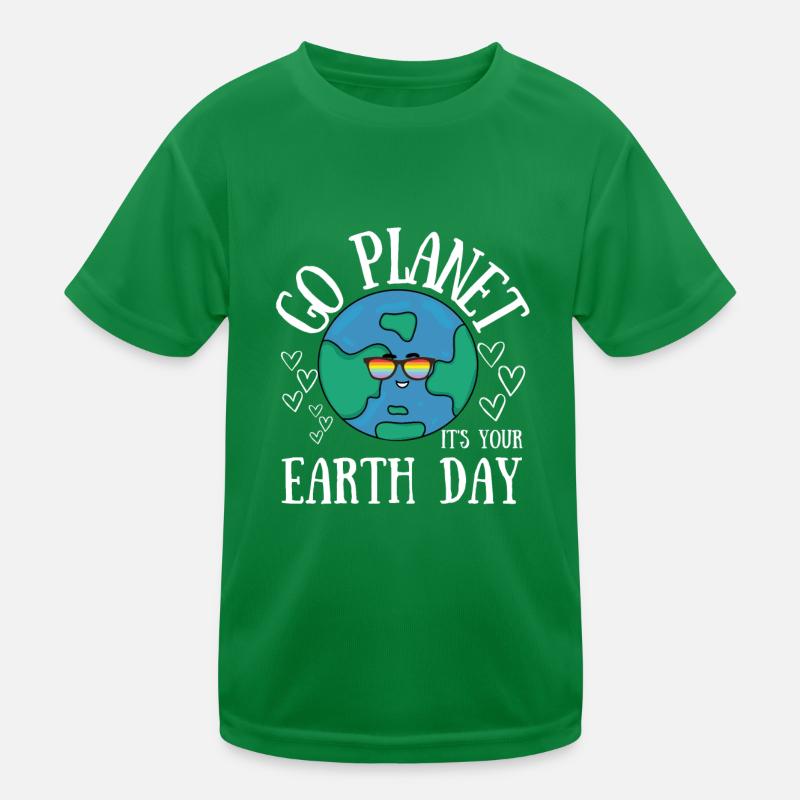 Go Planet It's Your Earth Day Rainbow Kinder Funktions-T-Shirt