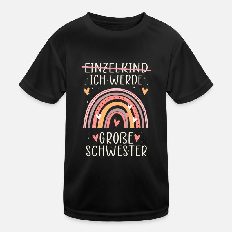Ich werde Große Schwester Regenbogen Babyfeier Kinder Funktions-T-Shirt