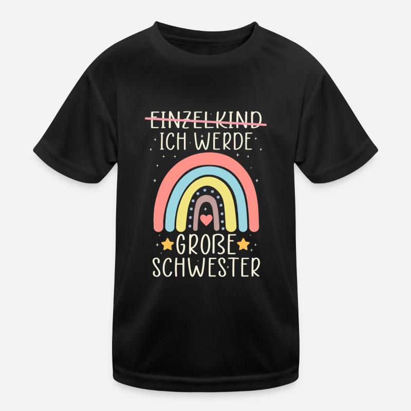 Ich werde Große Schwester Regenbogen Babyfeier Kinder Funktions-T-Shirt
