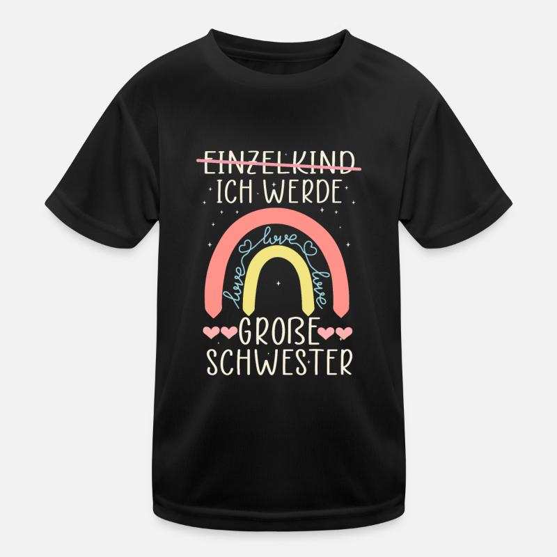 Ich werde Große Schwester Regenbogen Babyfeier Kinder Funktions-T-Shirt