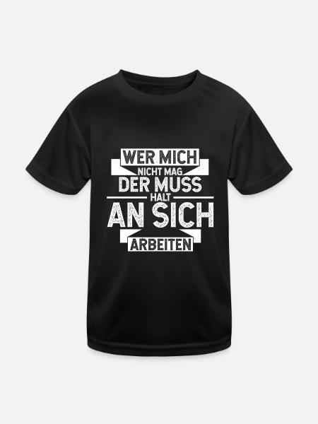 Arbeite An Dir Frecher Spruch Selbstliebe Motiv Po - Kinder Funktions-T-Shirt - Schwarz - Vorne