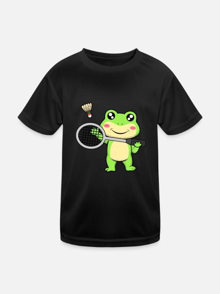 Navette Cute Frog Badminton Hobby Sports - T-shirt sport Enfant - noir - Devant
