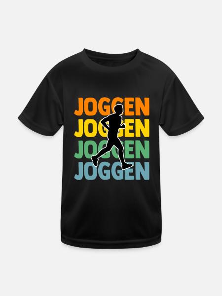 Läufer Joggen Laufen - Kinder Funktions-T-Shirt - Schwarz - Vorne