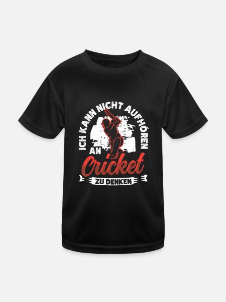 Ich Kann Nicht Aufhören, An Cricket Zu - Kinder Funktions-T-Shirt - Schwarz - Vorne