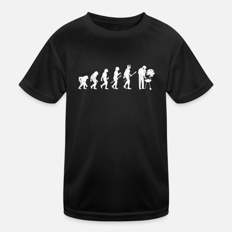 Grillen Evolution des Menschen BBQ Grill Barbeque - Kinder Funktions-T-Shirt - Schwarz