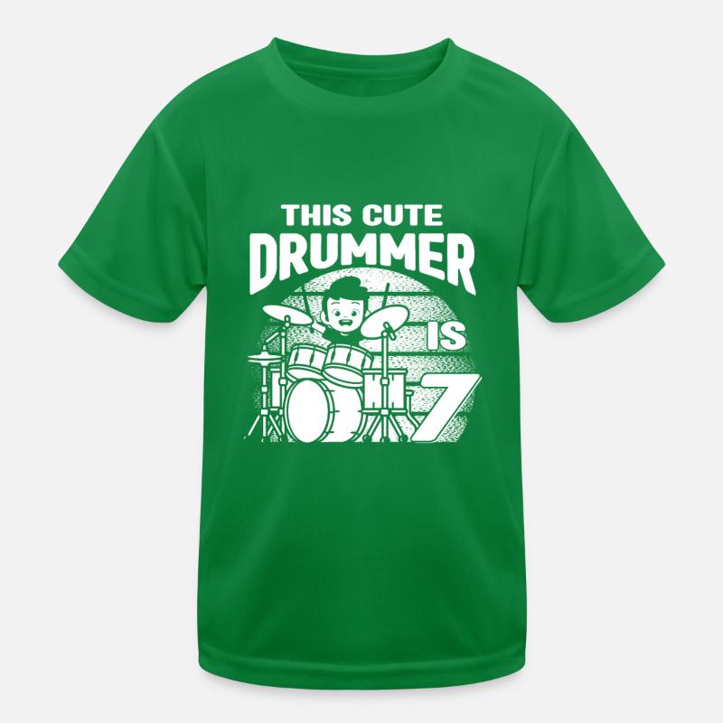 Birthday Drummer Boy - This Cute Drummer Is 7 Year Kinder Funktions-T-Shirt