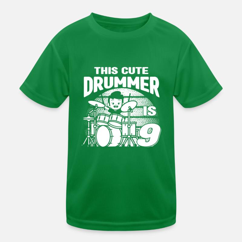 Birthday Drummer Boy - This Cute Drummer Is 9 Year Kinder Funktions-T-Shirt