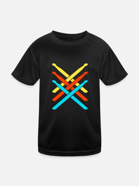 Drum Set Drummer Funny Drumming Drums Drumset - Kids Functional T-Shirt - black - Front