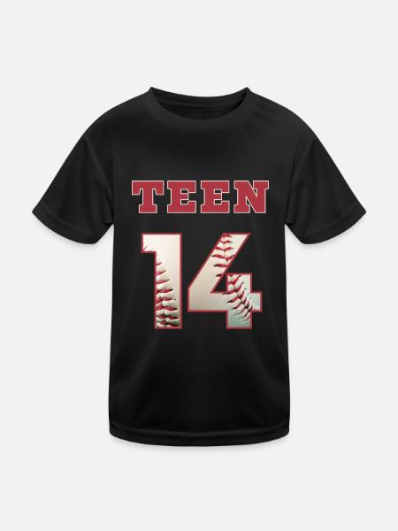Baseball TEEN 14 - Kinder Funktions-T-Shirt - Schwarz - Vorne
