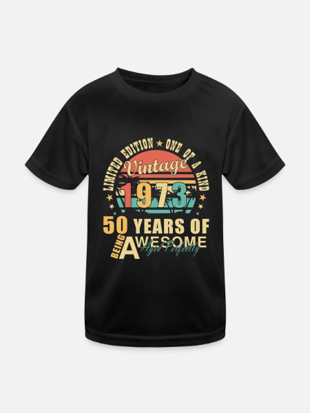 50. Geburtstag Jahrgang 1973. 50 Jahre - Kinder Funktions-T-Shirt - Schwarz - Vorne