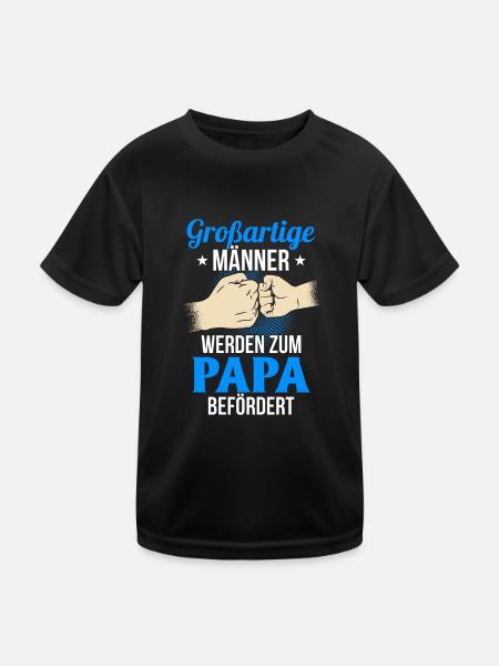 Großartige Männer werden zum Papa befördert Vater - Kinder Funktions-T-Shirt - Schwarz - Vorne