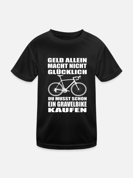 Gravelbike - Kinder Funktions-T-Shirt - Schwarz - Vorne