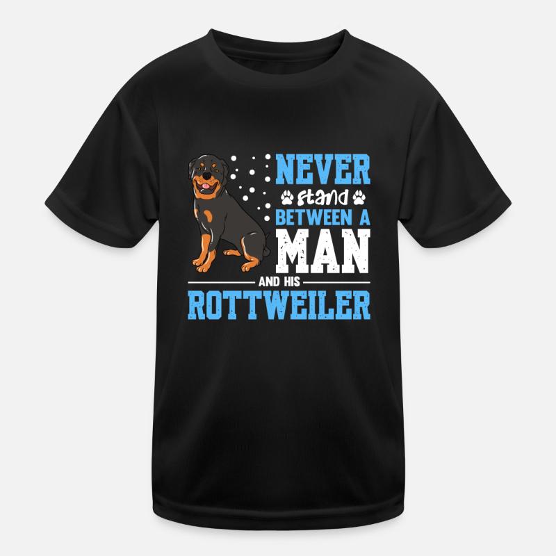 Never Stand Between A Man And His Rottweiler Copy Kinder Funktions-T-Shirt