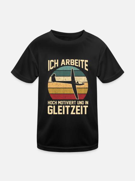 Segelflieger Fliegen Segelfliegen - Kinder Funktions-T-Shirt - Schwarz - Vorne