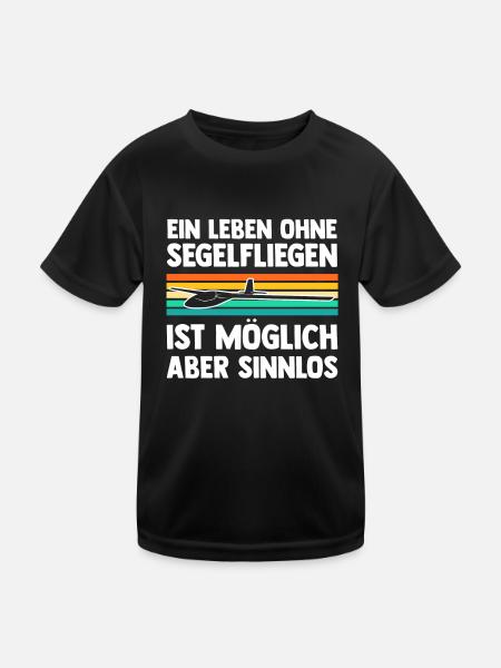 Segelflieger Fliegen Segelfliegen - Kinder Funktions-T-Shirt - Schwarz - Vorne