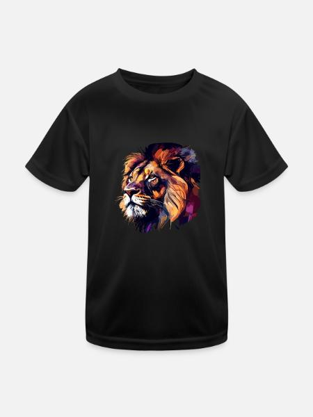 Lion - Kids Functional T-Shirt - black - Front
