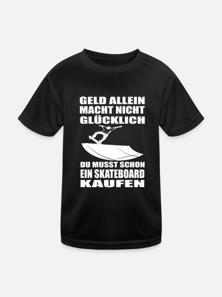 Skateboard - Kinder Funktions-T-Shirt - Schwarz - Vorne
