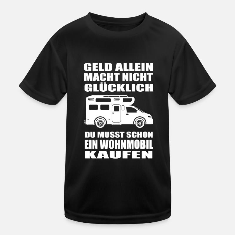Wohnmobil - Kinder Funktions-T-Shirt - Schwarz