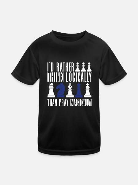 Denke lieber logisch, als magisch beten - Atheist - Kinder Funktions-T-Shirt - Schwarz - Vorne