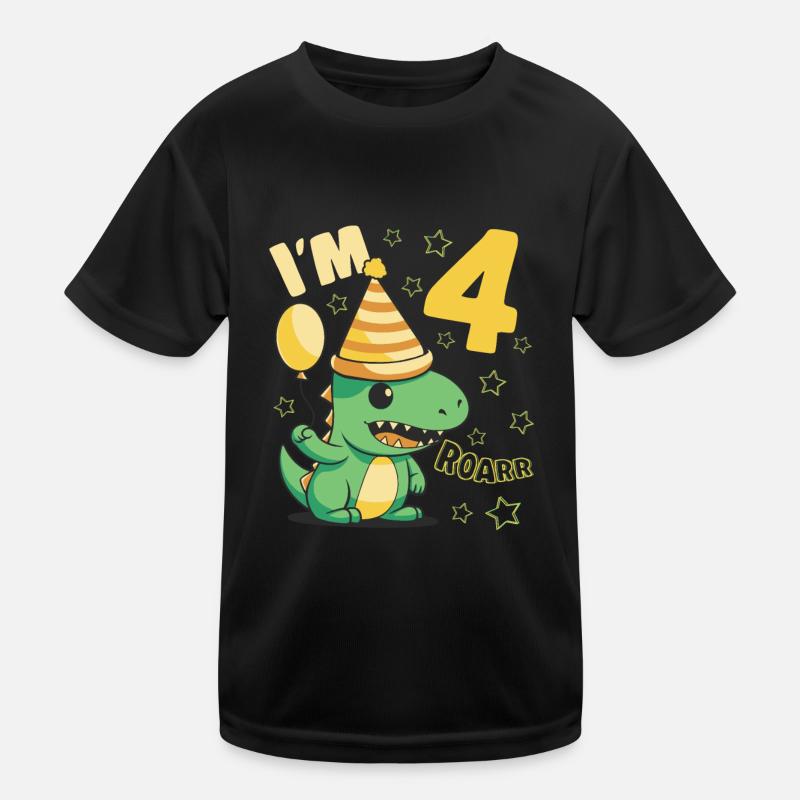 Dinosaur Birthday Party 4 Year Old Boy 4 Yrs Gift Kinder Funktions-T-Shirt