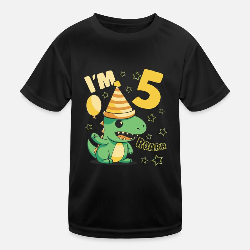 Dinosaur Birthday Party 5 Year Old Boy 5 Yrs Gift Kinder Funktions-T-Shirt