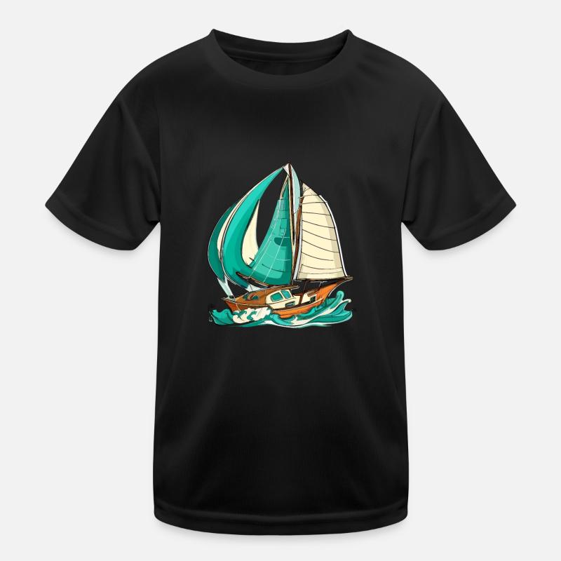 Boat Sailboat Sailing Kids Functional T-Shirt