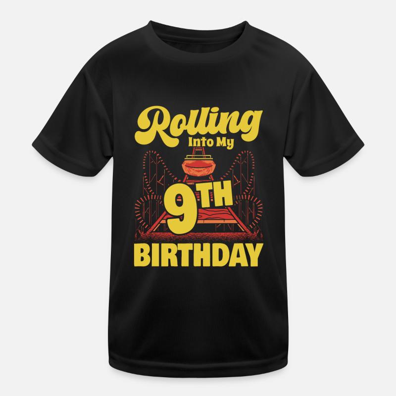 Roller Coaster Amusement Park Rolling Into My 9th Kinder Funktions-T-Shirt