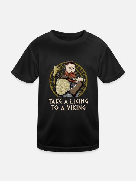 Take a Liking to a Odin Funny Norwegian Humor - Kinder Funktions-T-Shirt - Schwarz - Vorne