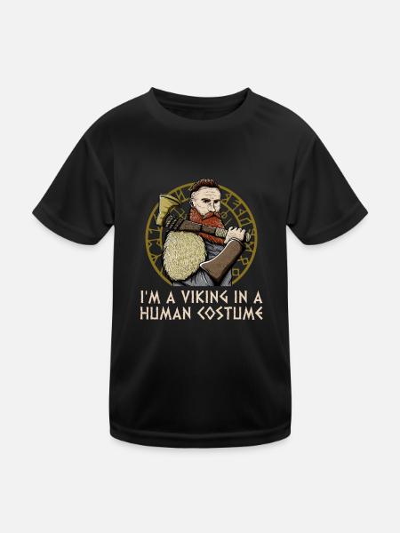 Odin in a Human Costume Funny Norwegian Humor - Kinder Funktions-T-Shirt - Schwarz - Vorne