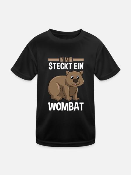 Wombat - Kinder Funktions-T-Shirt - Schwarz - Vorne