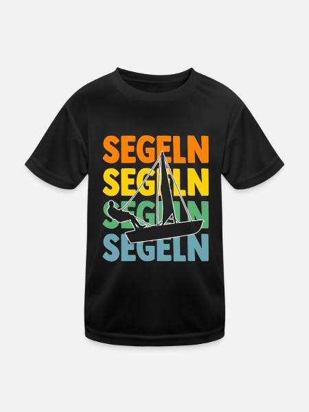 Segelboot Segler Segeln - Kinder Funktions-T-Shirt - Schwarz - Vorne