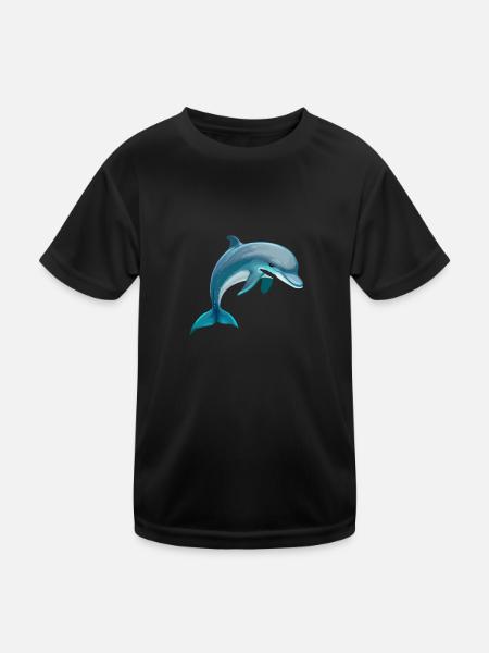 Delfin - Kinder Funktions-T-Shirt - Schwarz - Vorne