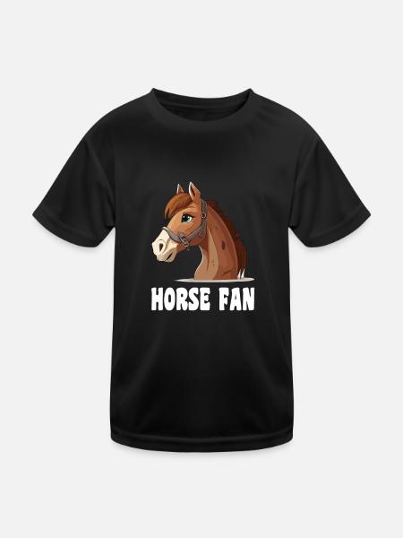 Pferd comic cartoon style - Kinder Funktions-T-Shirt - Schwarz - Vorne