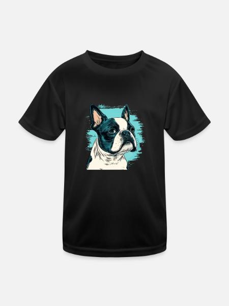 Style de bande dessinée Boston terrier - T-shirt sport Enfant - noir - Devant