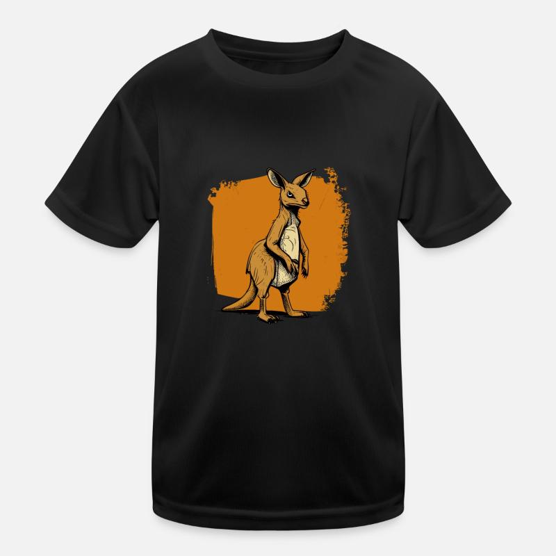 Känguru comic cartoon Style - Kinder Funktions-T-Shirt - Schwarz