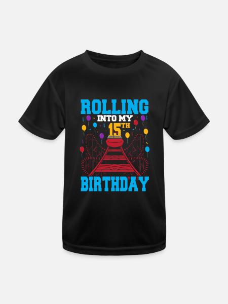 Roulement dans mon 15e anniversaire Rouleau de parc d’attractions - T-shirt sport Enfant - noir - Devant