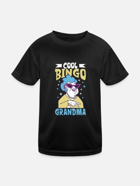 Jeu de cartes de bingo Grand-mère Joueur de bingo Cartes de bingo - T-shirt sport Enfant - noir - Devant